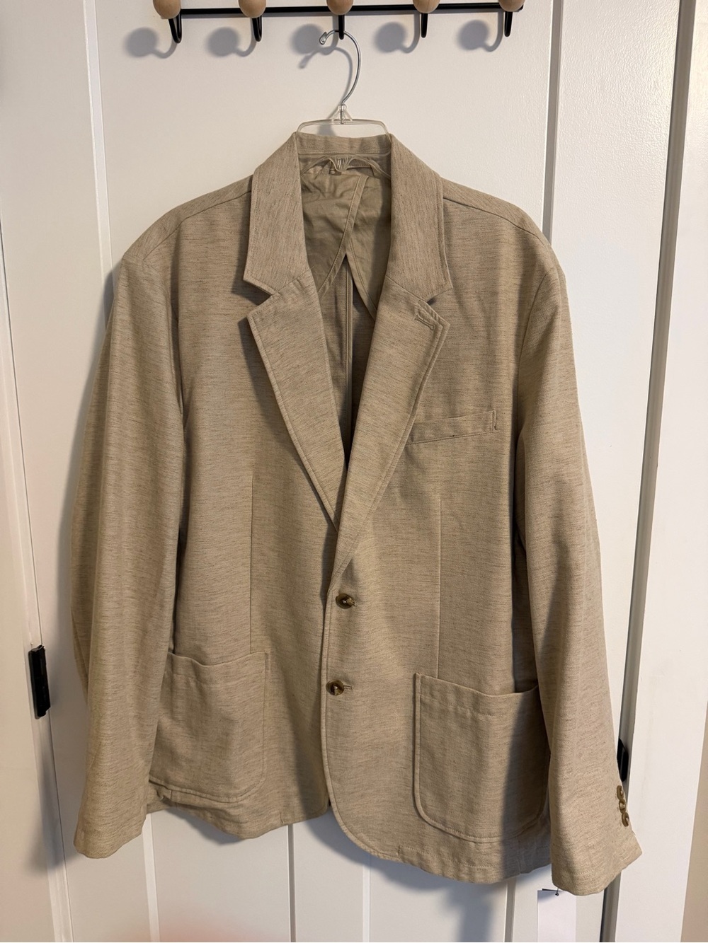 Men's XXL Casual Two-Button Blazer Jacket - Beige